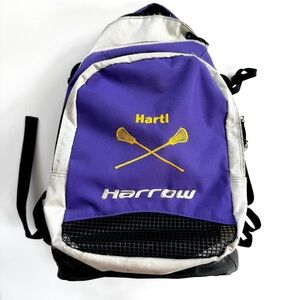Harrow Elite Sports Backpack Bag Purple Cream Field Hockey Lacrosse Stick Holder